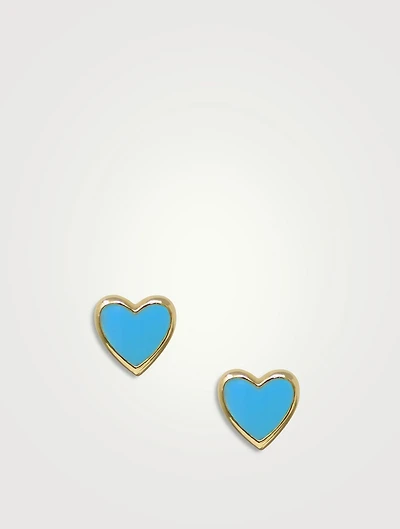 Jac+Jo Icon 14K Gold Enamel Heart Stud Earrings