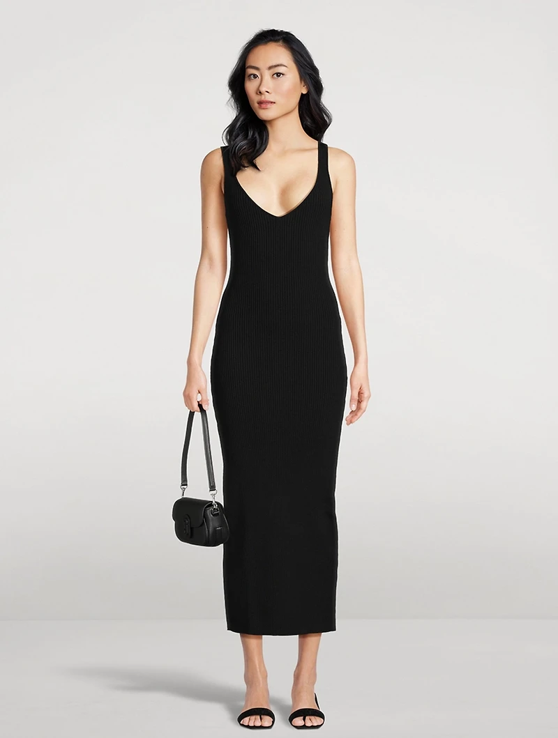 Virgo Rib-Knit Midi Dress