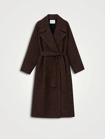 Belted Herringbone Coat