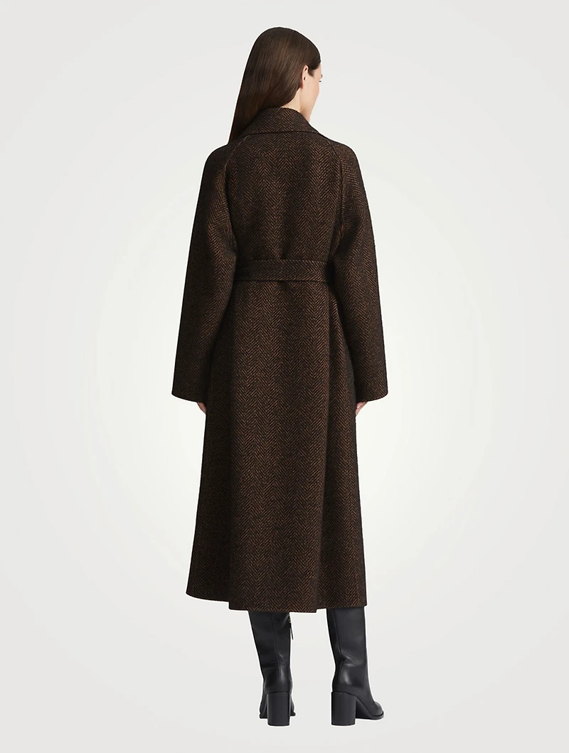 Belted Herringbone Coat
