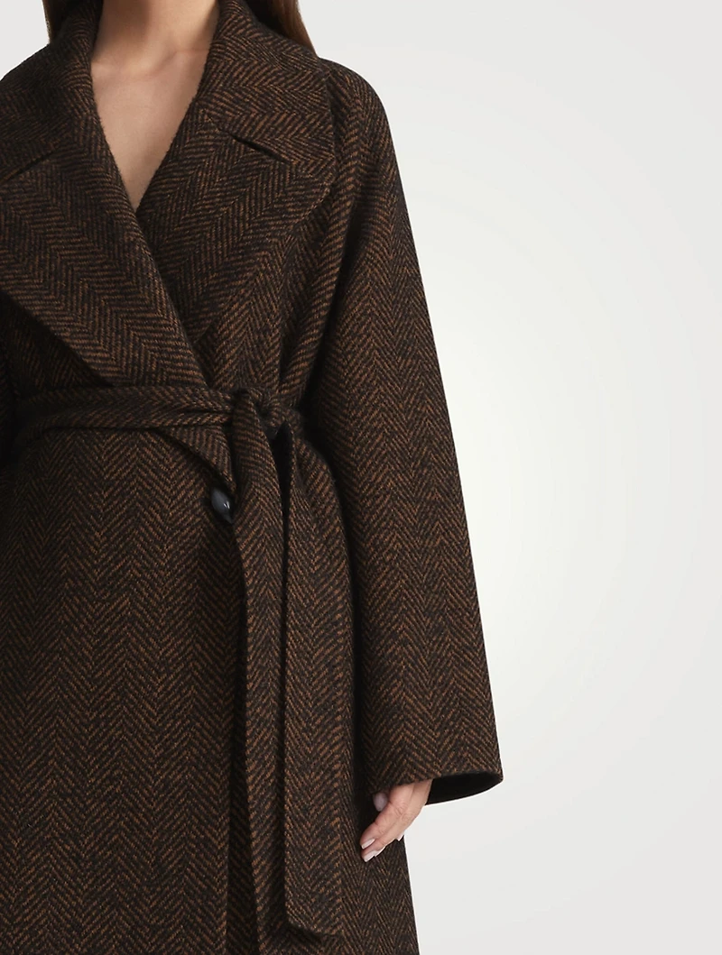 Belted Herringbone Coat