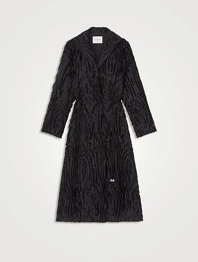 Wood Grooves Jacquard Coat