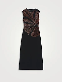 Beaded Wool Silk Crêpe Midi Dress