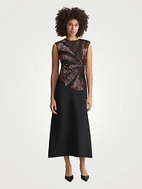 Beaded Wool Silk Crêpe Midi Dress