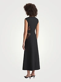 Beaded Wool Silk Crêpe Midi Dress