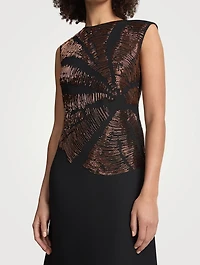 Beaded Wool Silk Crêpe Midi Dress
