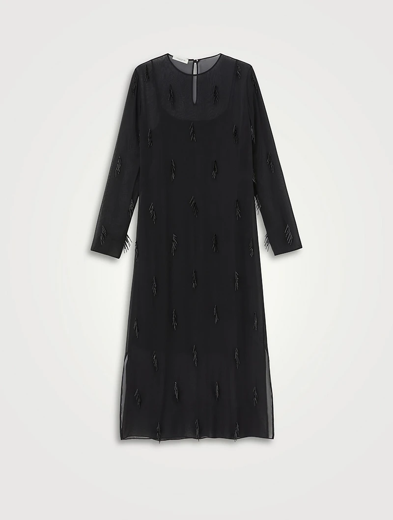 Beaded Silk Georgette Midi Dress