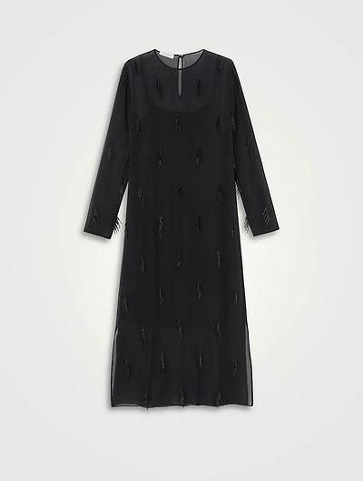 Beaded Silk Georgette Midi Dress
