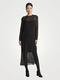 Beaded Silk Georgette Midi Dress