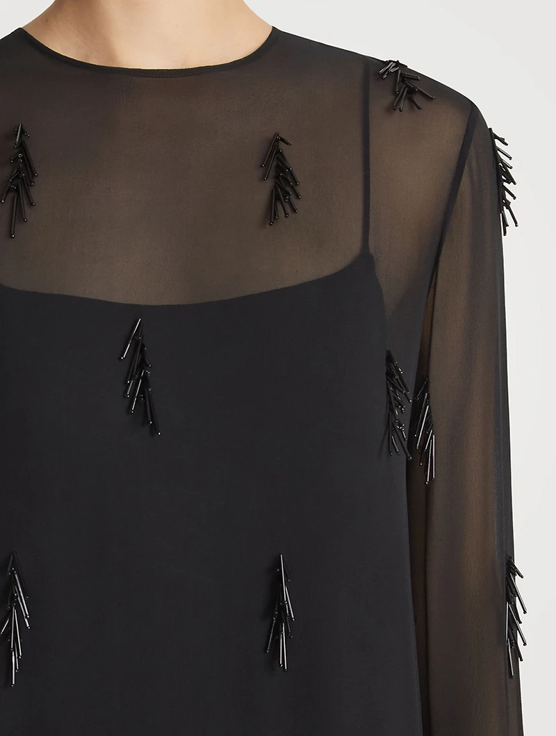 Beaded Silk Georgette Midi Dress