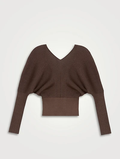 Ribbed Voile Blouson Sweater