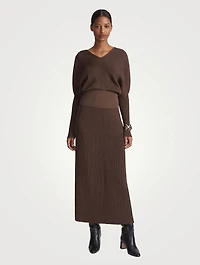 Ribbed Voile Blouson Sweater