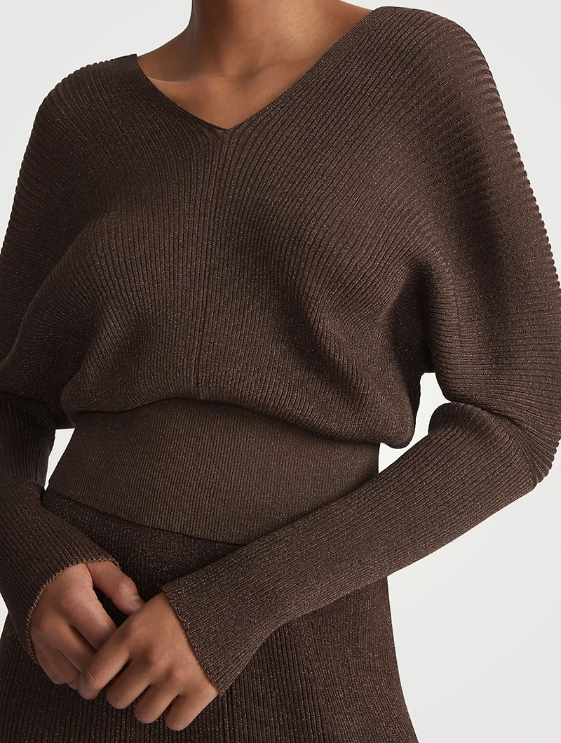Ribbed Voile Blouson Sweater