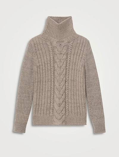 Cable-Knit Cashmere Turtleneck Sweater
