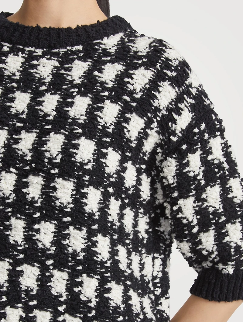 Bouclé Houndstooth Jacquard Sweater