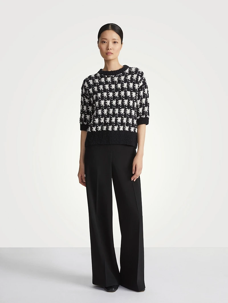 Bouclé Houndstooth Jacquard Sweater