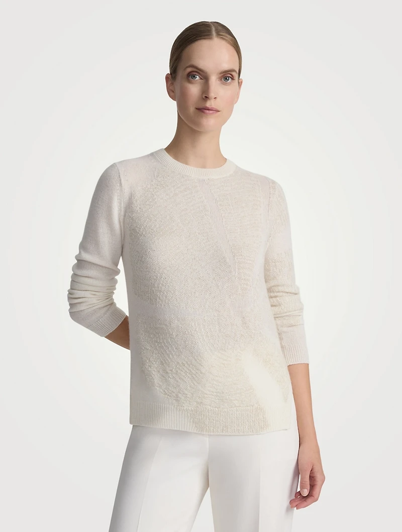 Wood Grain Intarsia Cashmere Sweater