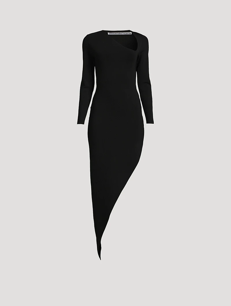 Diagonal Hem Knit Dress