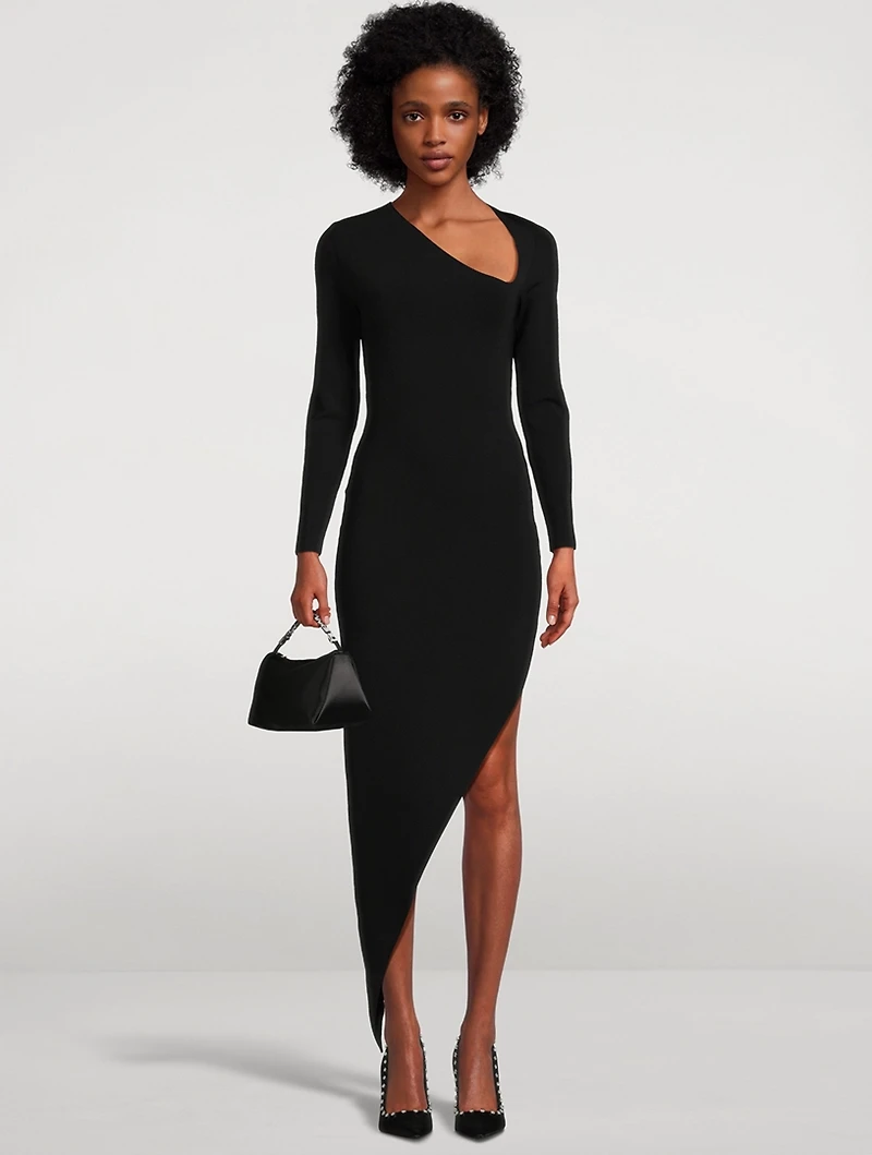 Diagonal Hem Knit Dress