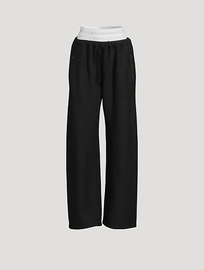 Exposed Waist Wide-Leg Sweatpants