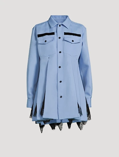 Pleated Silk-Cotton Shirt Dress