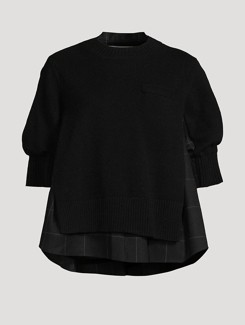 Mixed-Media Wool Sweater