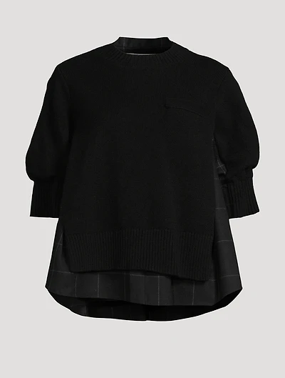 Mixed-Media Wool Sweater