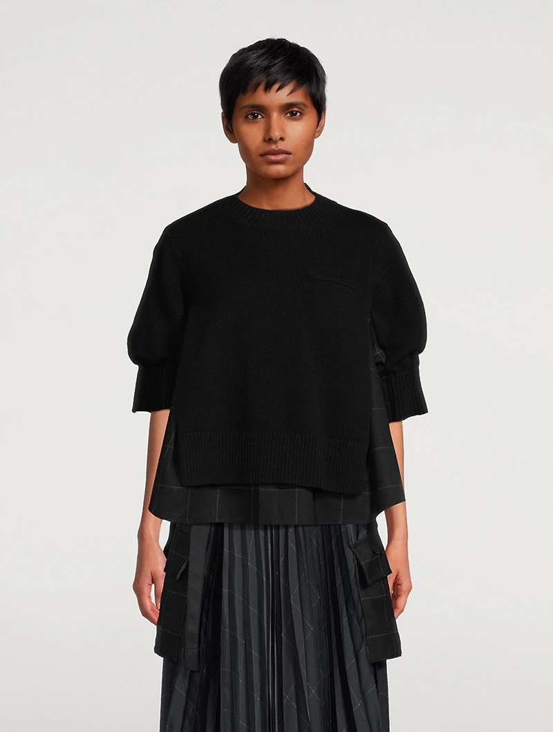 Mixed-Media Wool Sweater