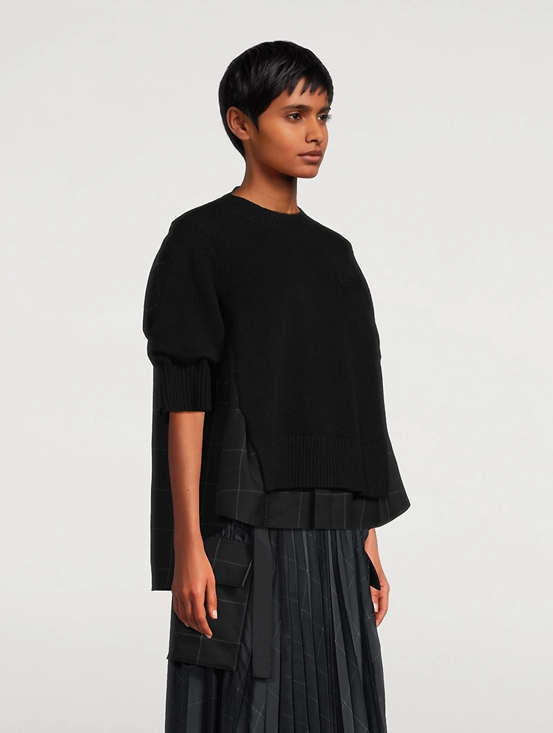 Mixed-Media Wool Sweater