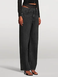 Layered Straight Jeans With Removable Crystal Underwear