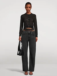 Layered Straight Jeans With Removable Crystal Underwear