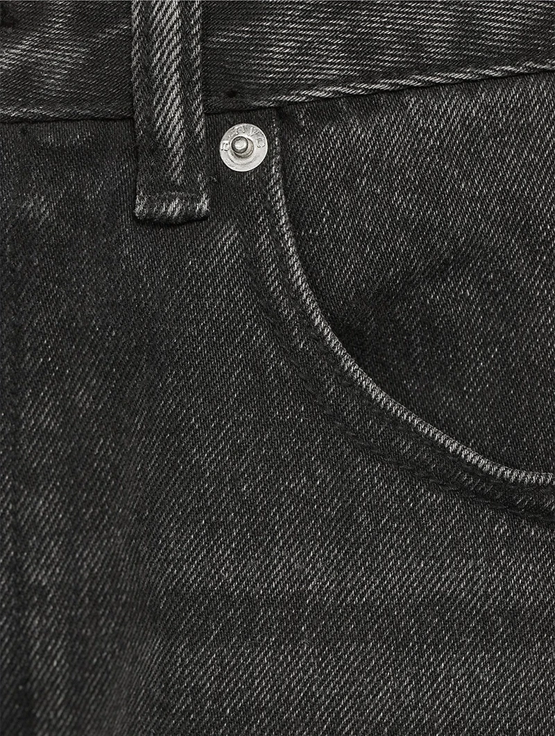 Layered Straight Jeans With Removable Crystal Underwear