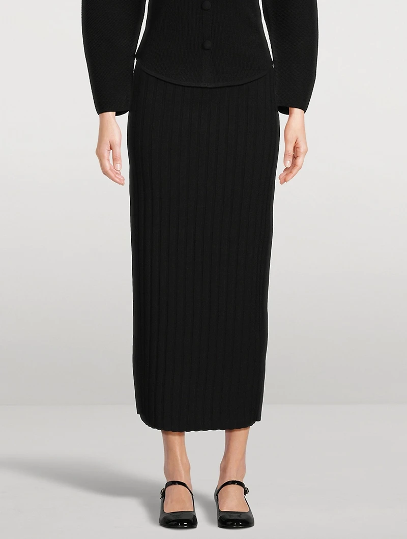 Fiemme Rib-Knit Pencil Skirt