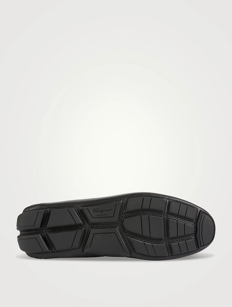 Gancini Ornament Leather Driver Loafers