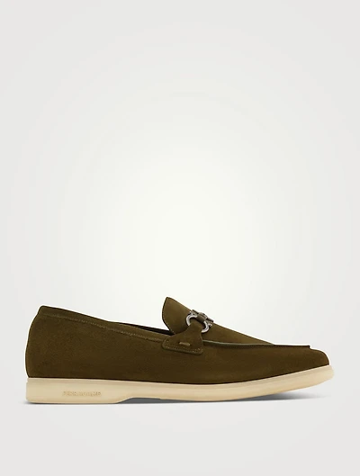 Gancini Ornament Suede Loafers