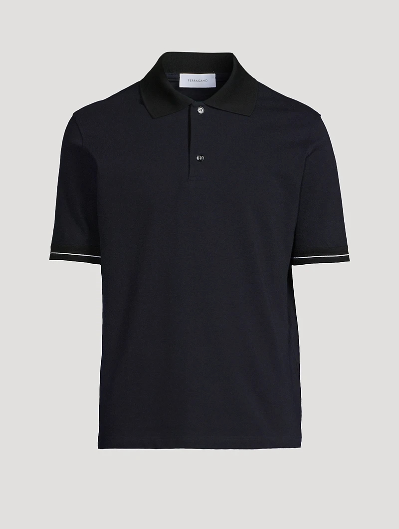 Logo Placket Polo Shirt