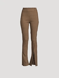 Split-Cuff Bootcut Trousers Gingham Print