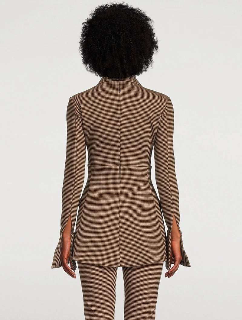 Split-Cuff Jacket Gingham Print