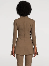 Split-Cuff Jacket Gingham Print