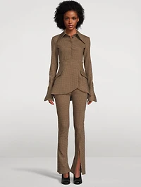 Split-Cuff Jacket Gingham Print