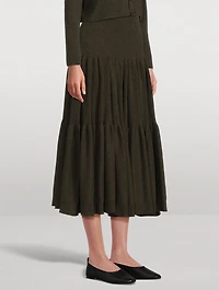 Cascades Cashmere Silk Midi Skirt