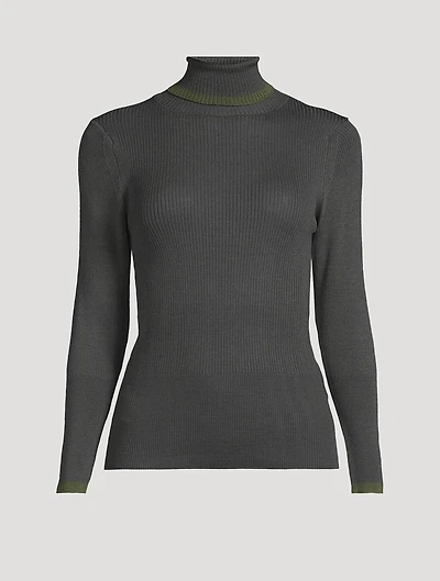 Wool Ribbed Knit Turtleneck