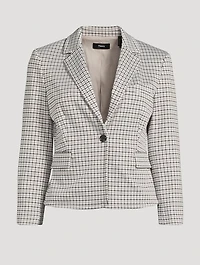 Stretch Blazer Micro Houndstooth Print
