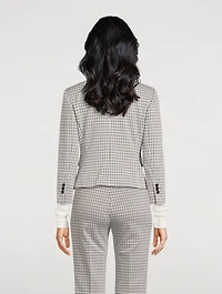 Stretch Blazer Micro Houndstooth Print