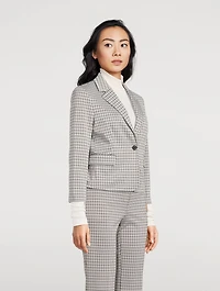 Stretch Blazer Micro Houndstooth Print