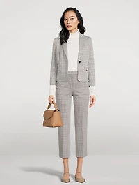 Stretch Blazer Micro Houndstooth Print