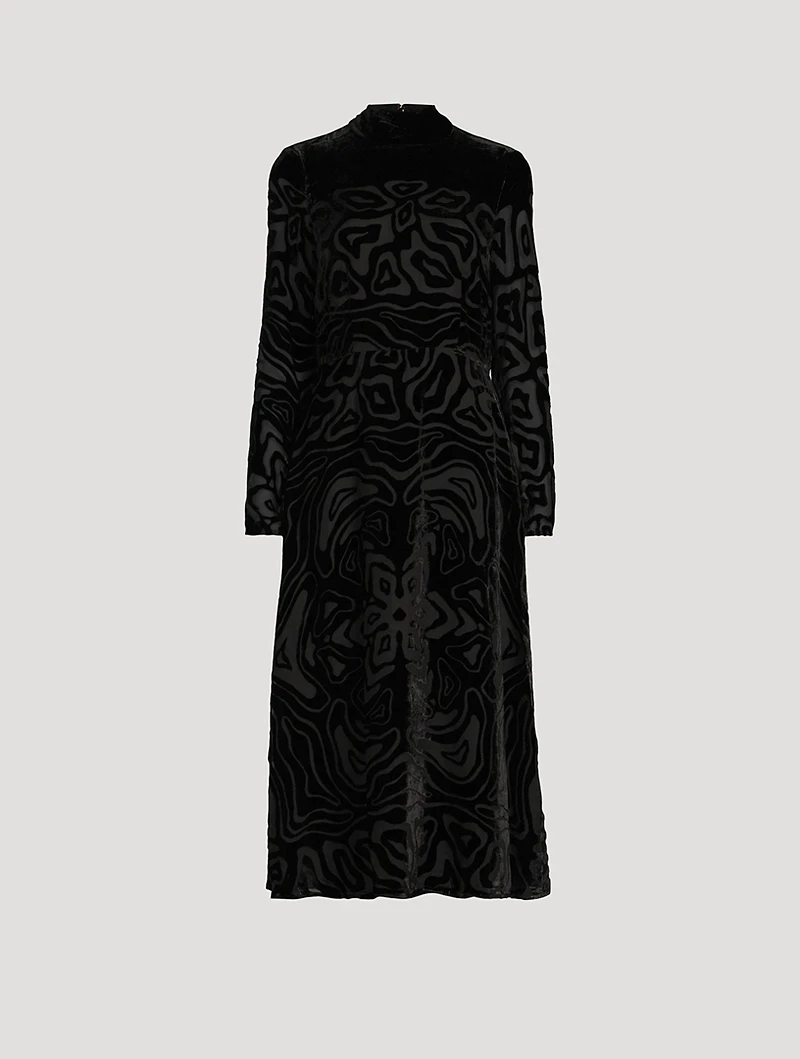 Helena Velvet Burn-Out Midi Dress