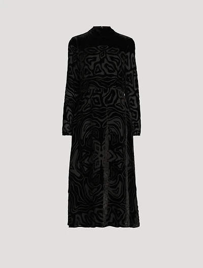Helena Velvet Burn-Out Midi Dress