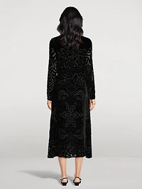 Helena Velvet Burn-Out Midi Dress