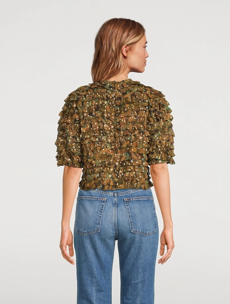 Carmella Ruffled Blouse Paisley Print